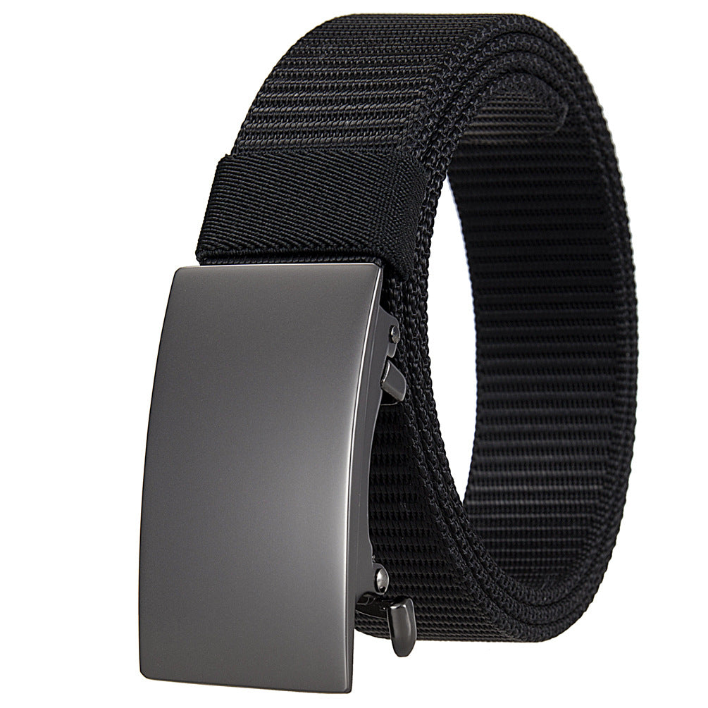 Ceinture pour homme Tresson en tissu noir avec boucle rectangulaire automatique en alliage anthracite