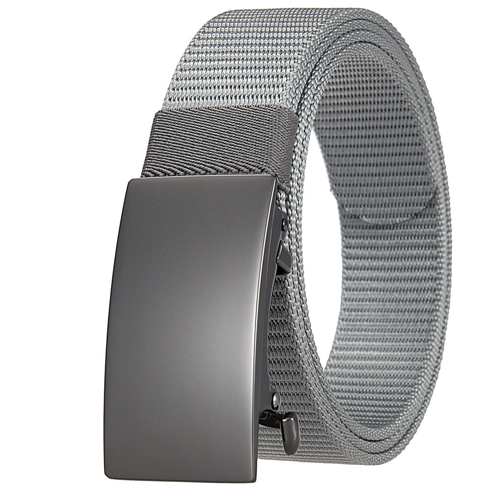 Ceinture Tresson pour homme en tissu tressé gris clair avec boucle automatique rectangulaire anthracite #fullwidth