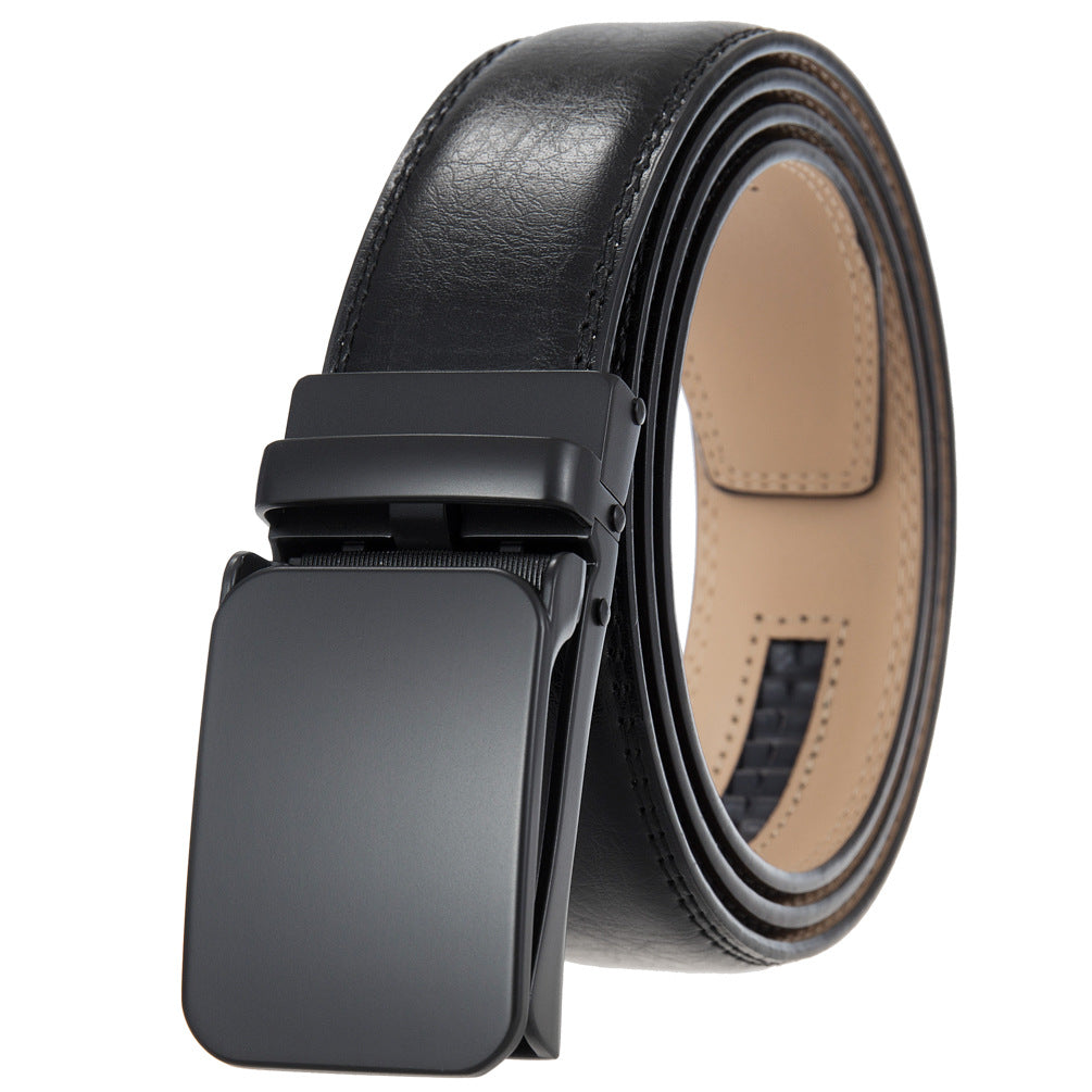 Ceinture homme Yves Lin 60 en cuir noir avec boucle automatique rectangulaire argentée