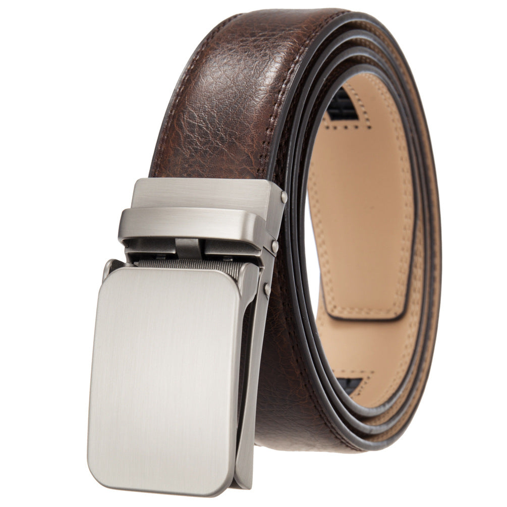 Ceinture homme Yves Lin 60 en cuir marron avec boucle automatique argentée