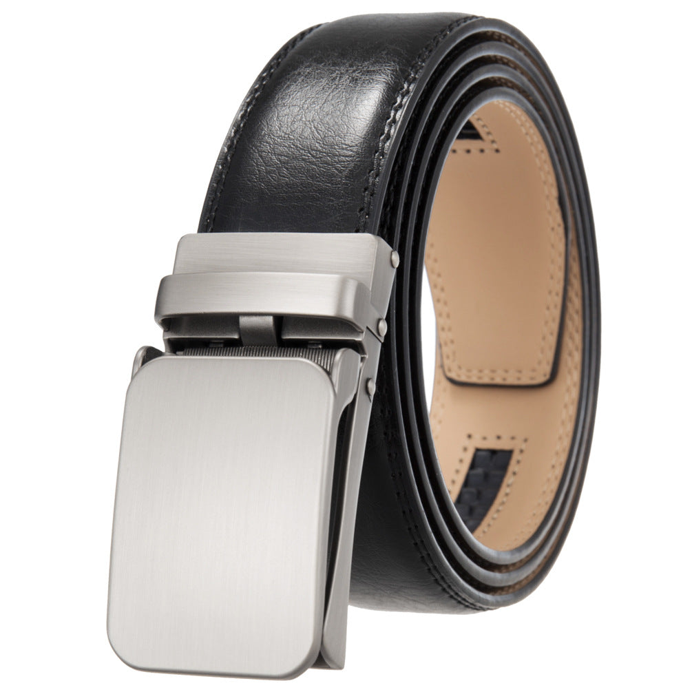 Ceinture homme Yves Lin 60 en cuir noir avec boucle automatique argentée