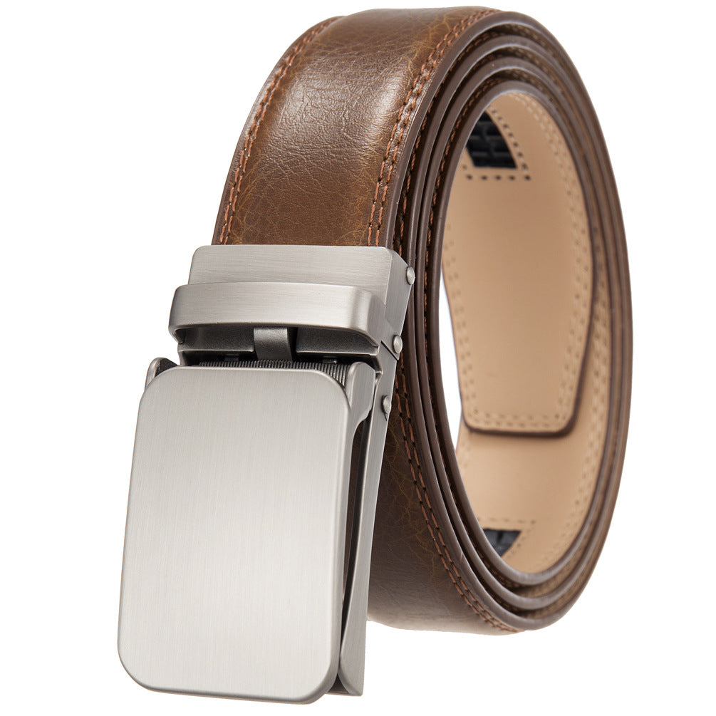 Ceinture homme Yves Lin 60 en cuir marron avec boucle automatique argentée
