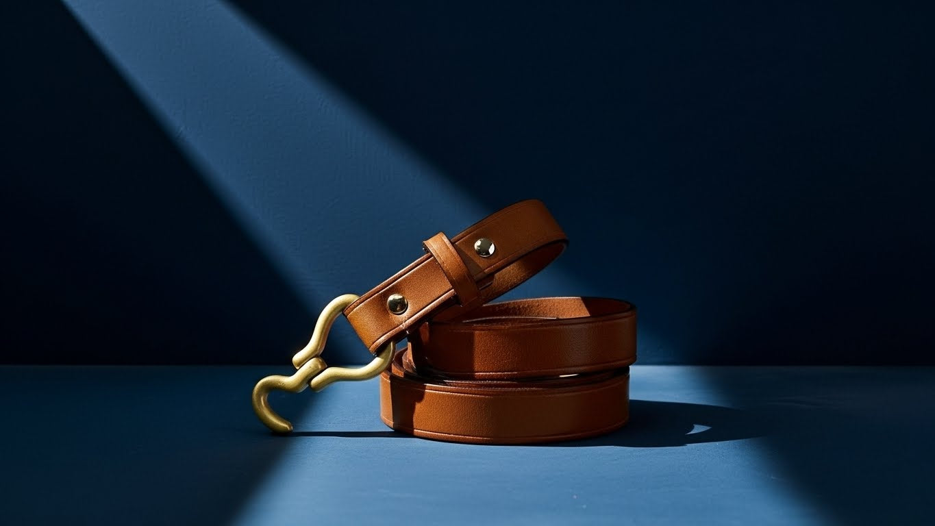 Ceinture homme en cuir véritable marron avec boucle élégante, style classique