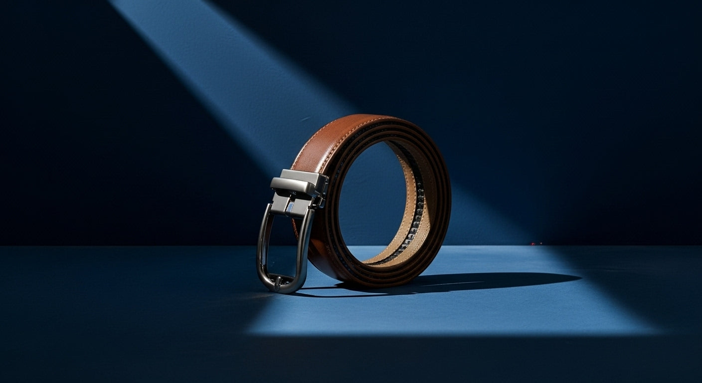 Ceinture homme marron en cuir lisse de qualité premium avec boucle métallique, accessoire élégant et durable