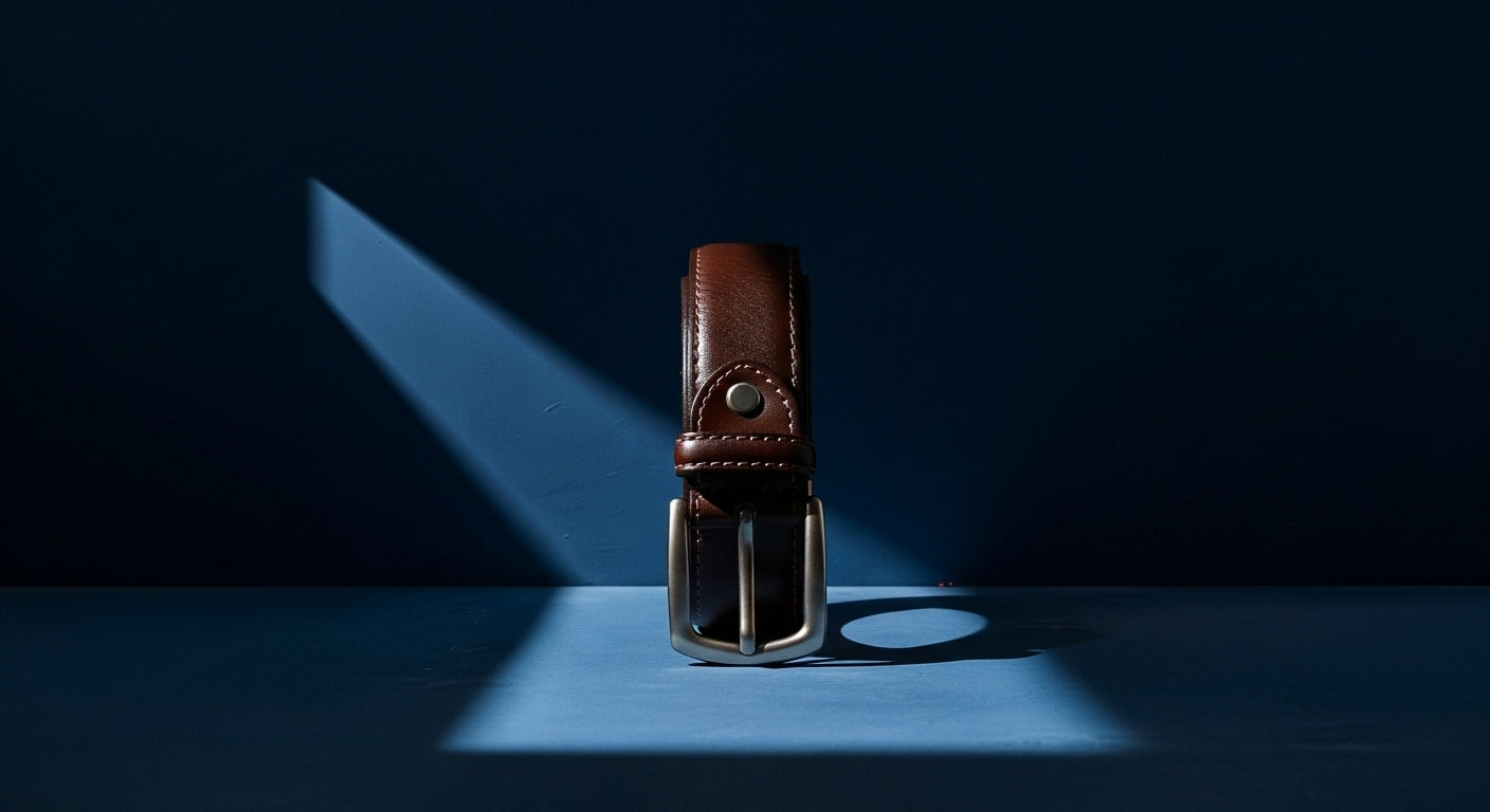 Ceinture homme marron en cuir pleine fleur avec boucle métallique, finition premium et style élégant