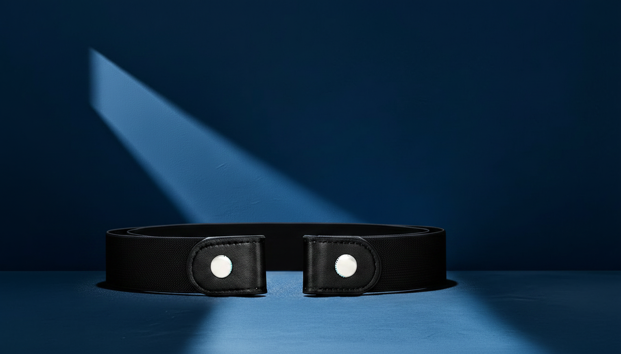 ceinture sans boucle noire pour homme au design minimaliste et moderne