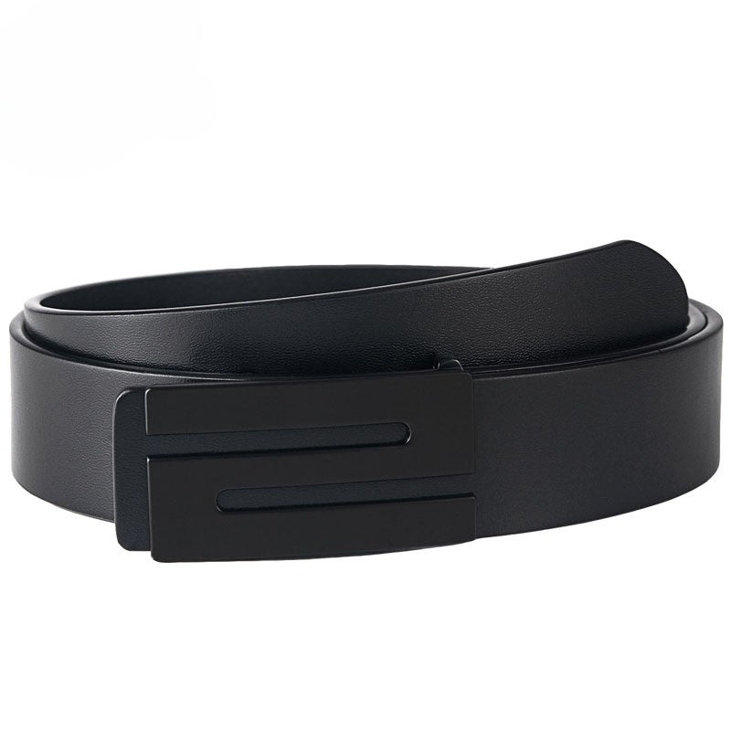 Ceinture homme Abbesses noire en cuir pleine fleur avec boucle rectangulaire plate et logo S stylisé.