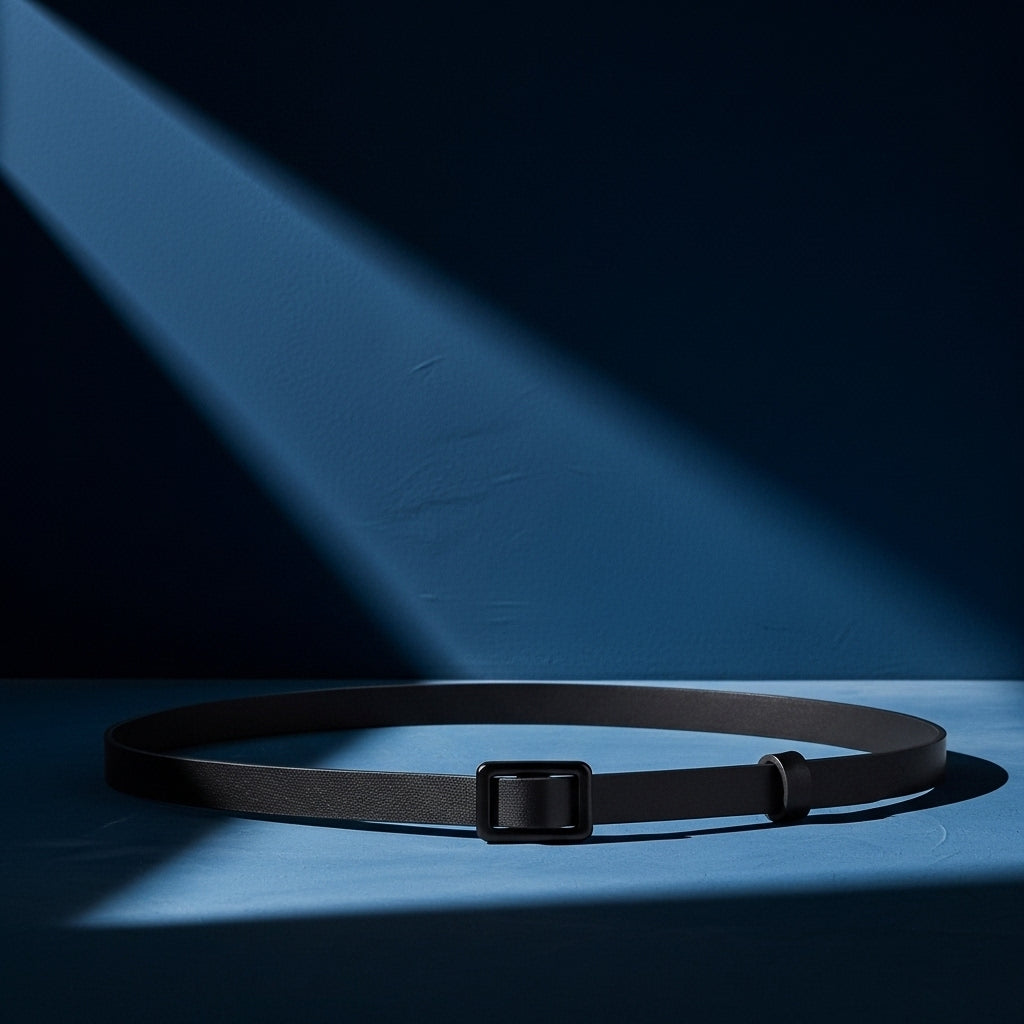 Ceinture Adélaïde noire en cuir lisse avec boucle rectangulaire noire discrète, 1,4 cm de largeur. #fullwidth