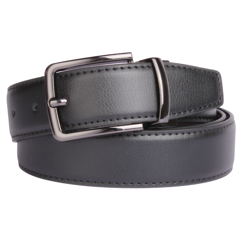 Ceinture Alexis 1 en cuir refendu grainé noir avec boucle ardillon argentée et noire