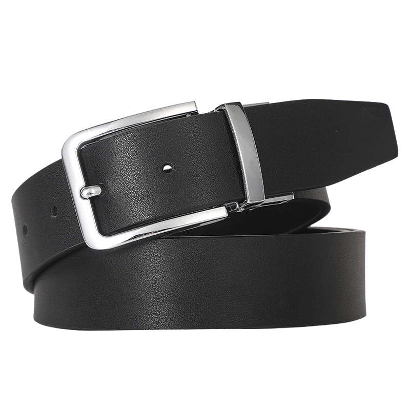 Ceinture homme Amaury 3 en cuir noir lisse avec boucle ardillon argentée