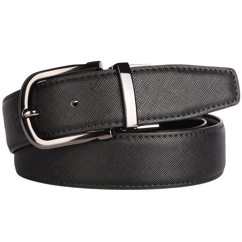 Ceinture noire pour femme Amaury 5 en cuir refendu texturé avec boucle ardillon argentée