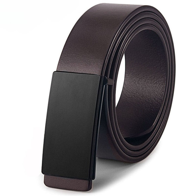 Ceinture homme Austerl en cuir pleine fleur marron avec boucle automatique noire rectangulaire #fullwidth