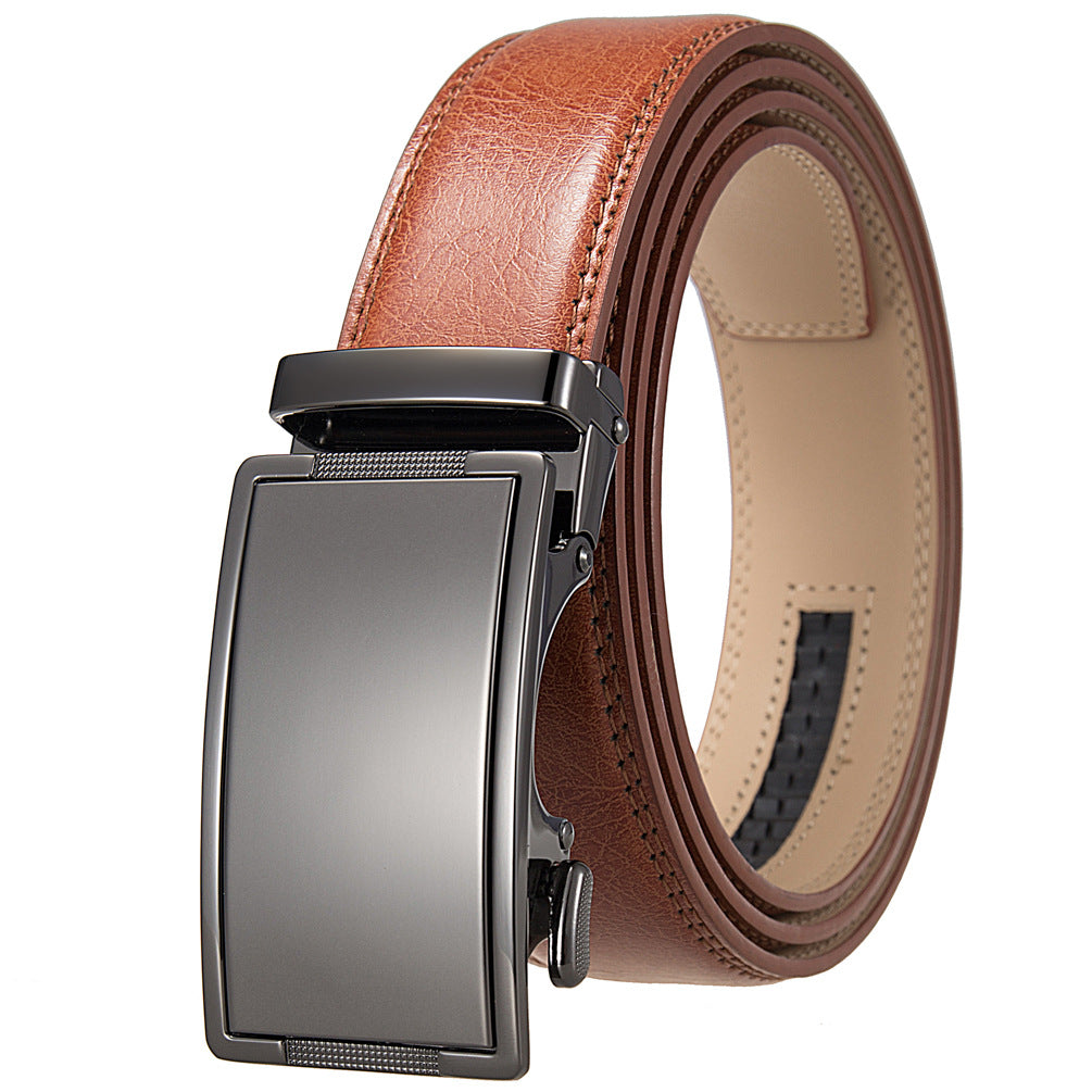 Ceinture homme en cuir marron Bastide 60 avec boucle automatique argentée à finition canon de fusil