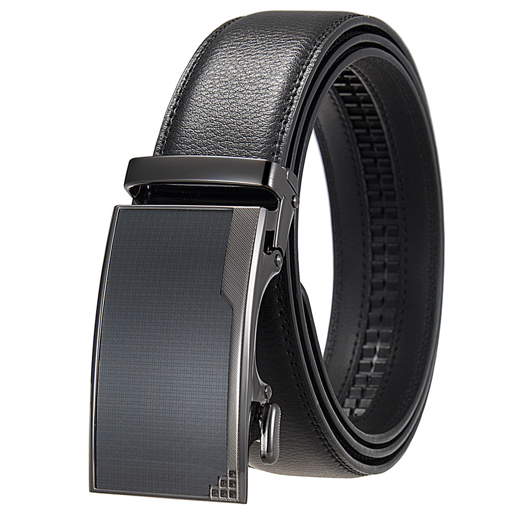 Ceinture homme Beaubour 20 en cuir de vachette noir avec boucle automatique argentée et détails texturés