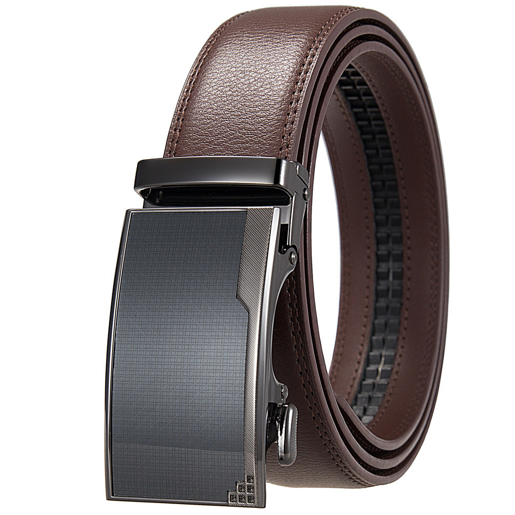 Ceinture homme Beaubour 20 en cuir marron avec boucle automatique argentée et détails texturés