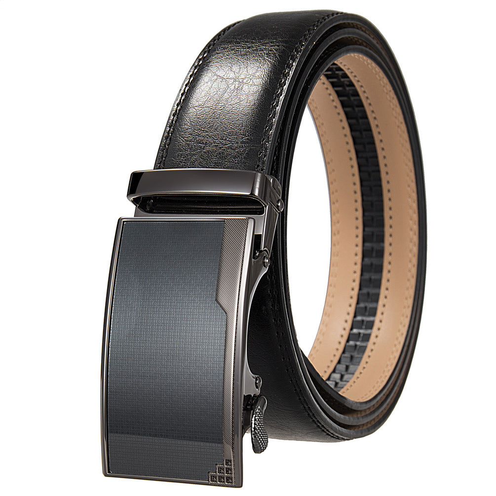 Ceinture Beaubour 60 pour homme en cuir de vachette noir avec boucle automatique argentée