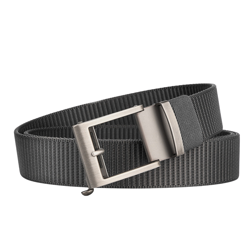Ceinture Cambronne grise pour homme avec boucle automatique rectangulaire en alliage argenté et système à dégagement rapide #fullwidth
