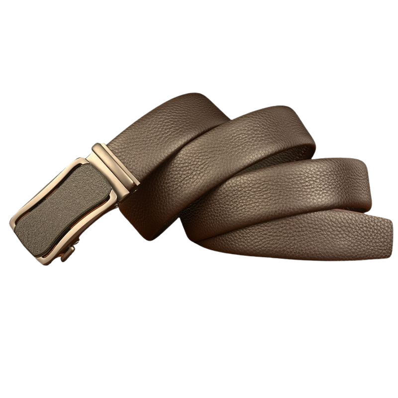 Ceinture homme Cannes 1 en cuir grainé marron avec boucle automatique argentée