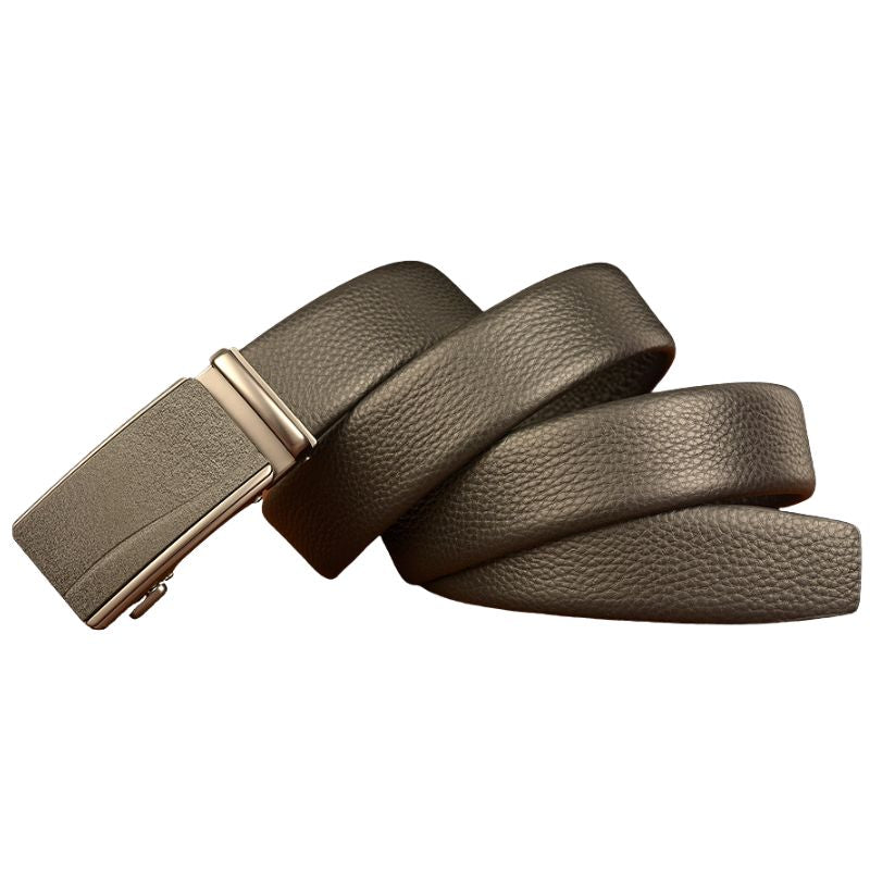 Ceinture homme Cannes 7 en cuir noir grainé avec boucle automatique argentée