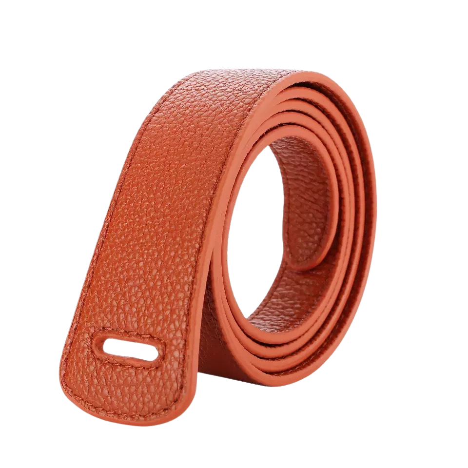 Ceinture femme Clotilde en cuir pleine fleur de vachette marron grainé, largeur 2.5 cm, avec boucle à nouer ton sur ton. #fullwidth