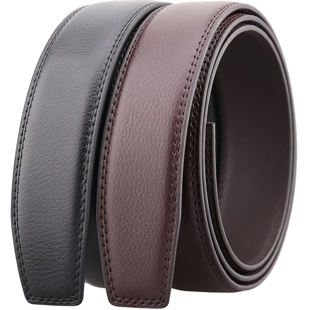 Ceinture Cocteau en cuir de vachette refendu, disponible en noir et marron, avec lanière texturée 20T et coutures discrètes #fullwidth