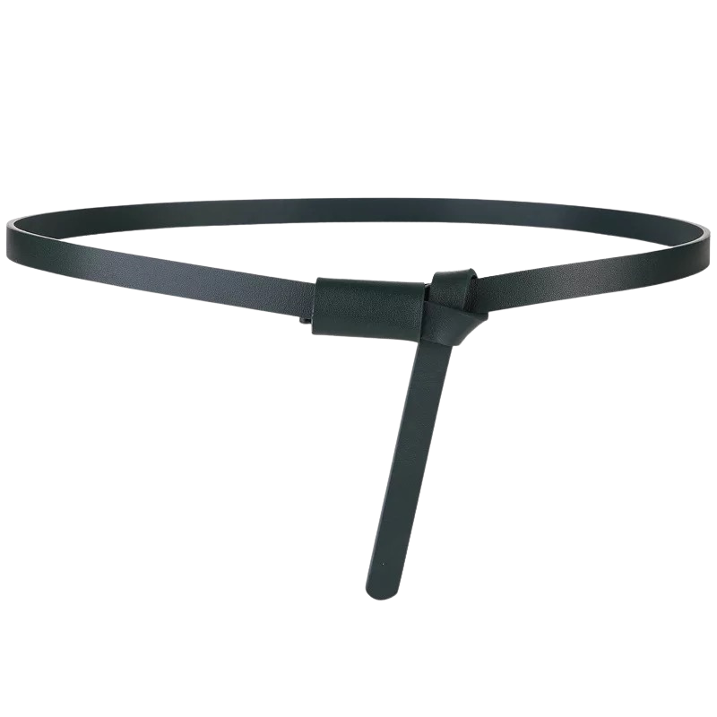 Ceinture fine pour femme Colmar en cuir vert foncé avec une boucle à nouer discrète