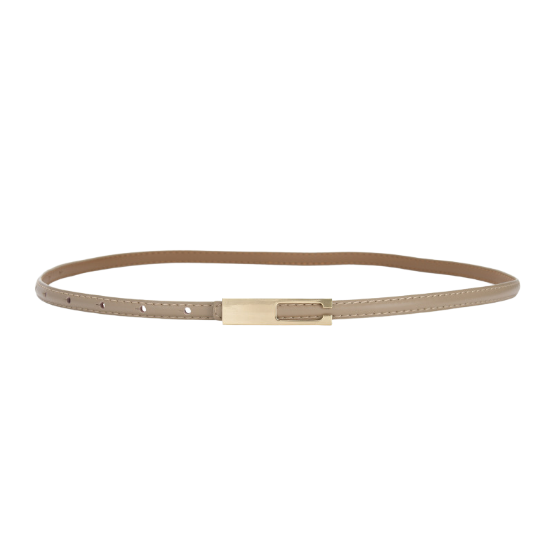 Ceinture femme Désirée beige avec boucle dorée rectangulaire et système de fermeture invisible