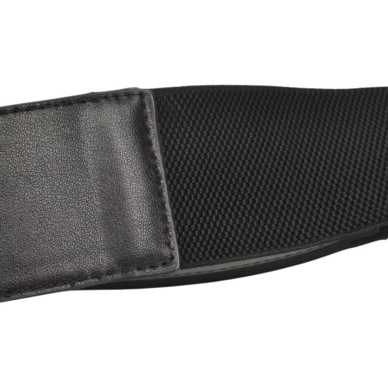 Ceinture femme Éliana noire en cuir refendu avec bande élastique arrière