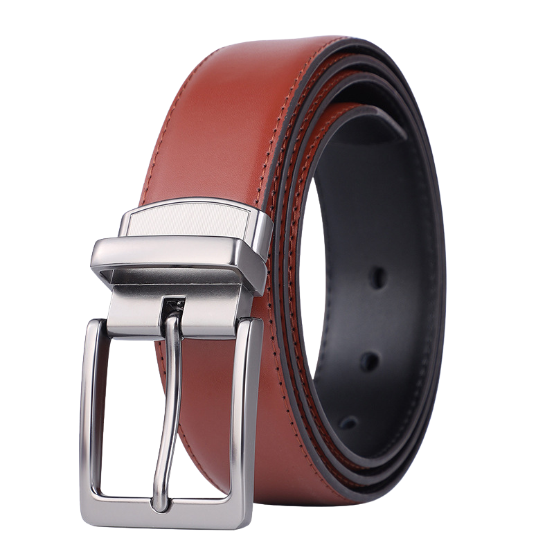Ceinture homme Émeric 1 en cuir de vachette marron avec boucle ardillon rectangulaire en alliage