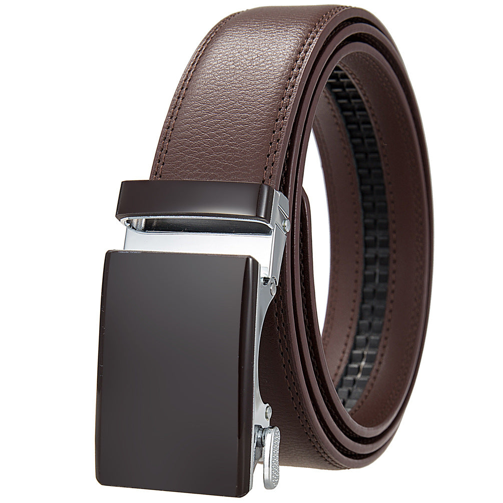 Ceinture Étoile 20 pour homme en cuir marron avec boucle rectangulaire mate et système de fermeture automatique.