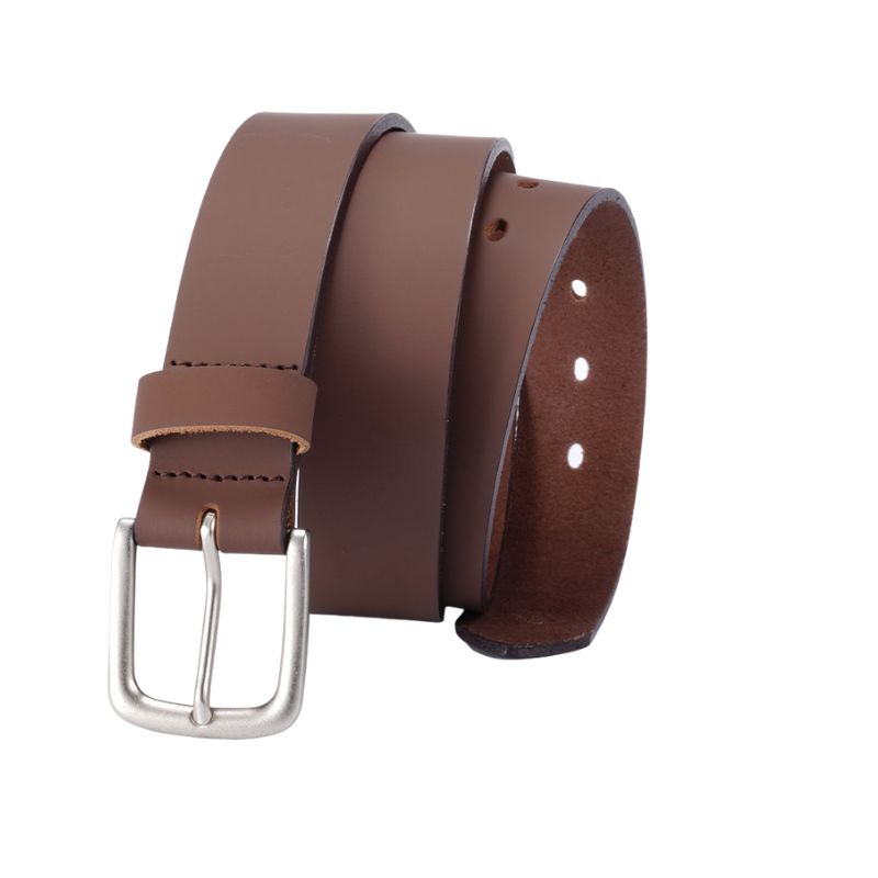 Ceinture Ferré Cuir 2 homme en cuir marron avec boucle ardillon argentée