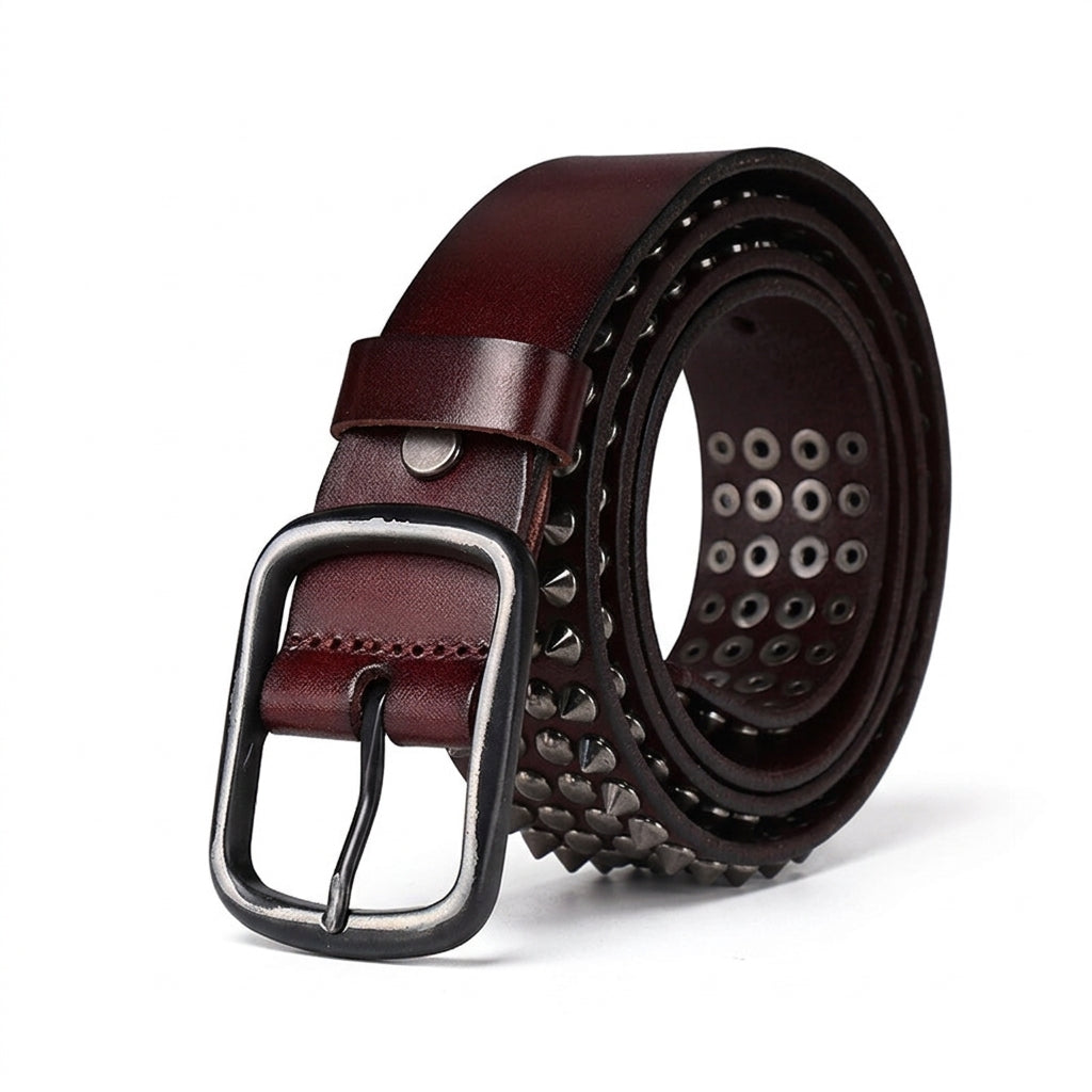 Ceinture homme Chantilly en cuir pleine fleur café avec boucle ardillon à barre centrale