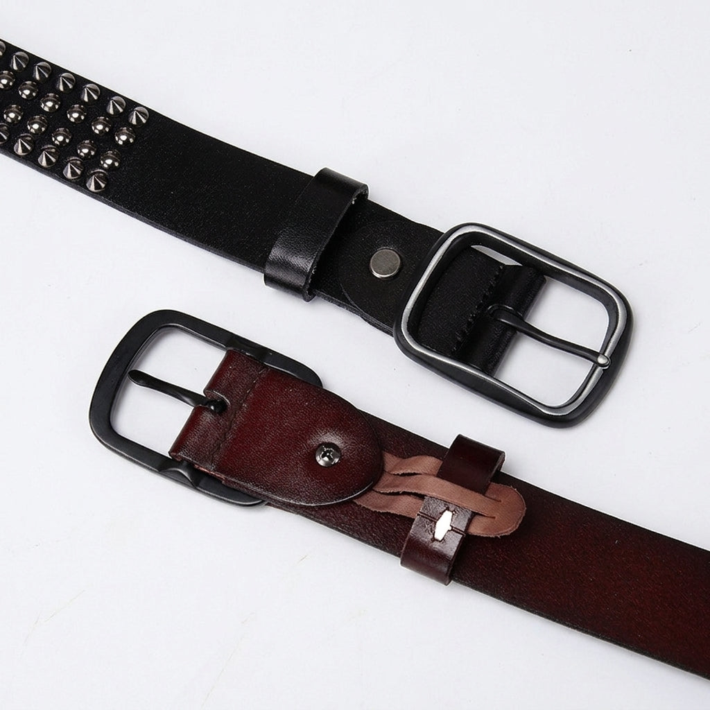 Détail de la boucle et de la lanière en cuir pleine fleur 4 mm de la ceinture homme Chantilly