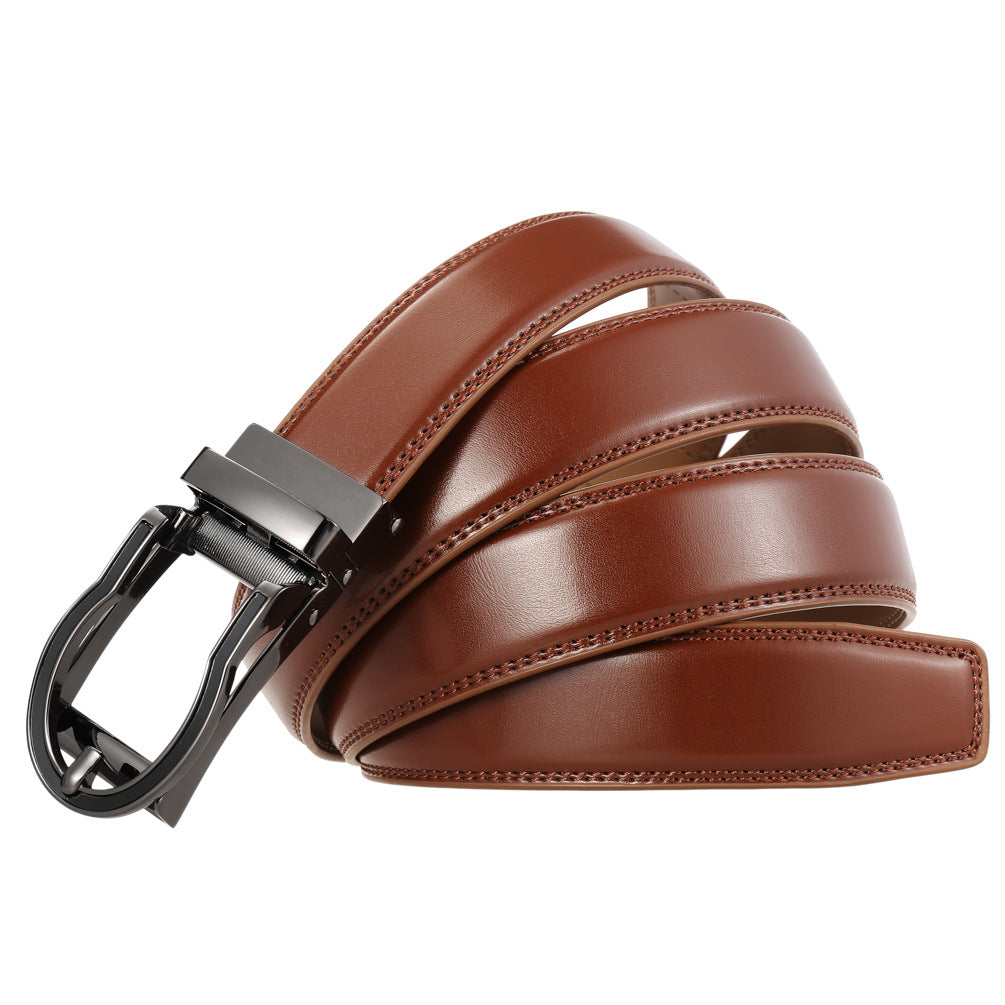 Ceinture homme Gaël en cuir lisse marron avec boucle métallique noire mate au design moderne #fullwidth