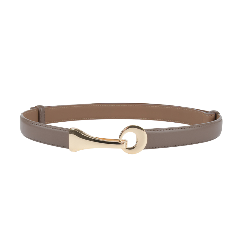 Ceinture femme Iris grise avec boucle dorée ovale en forme de crochet