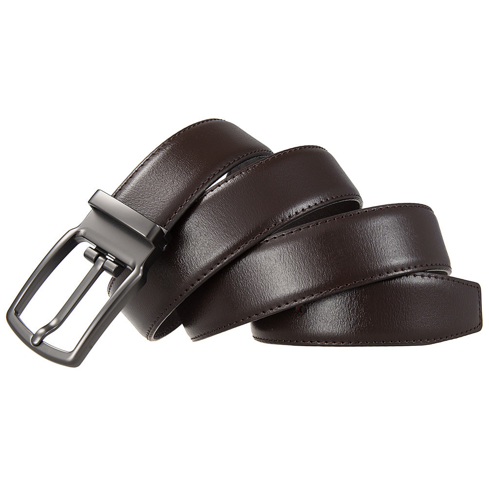 Ceinture homme LéoZen en cuir de vachette marron avec boucle gunmetal satiné et finition lisse.
