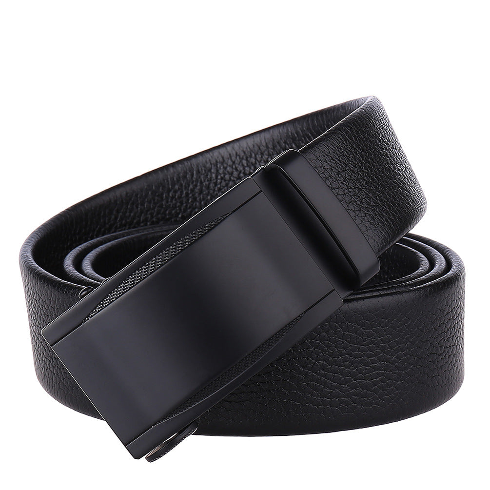 Ceinture pour homme Luc en cuir noir avec boucle automatique géométrique noir mat