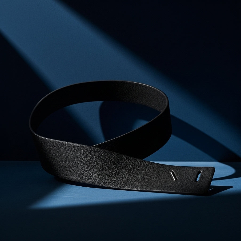 Ceinture Lumineusee noire en cuir pleine fleur grainé effet lychee, sans boucle, à nouer. #fullwidth