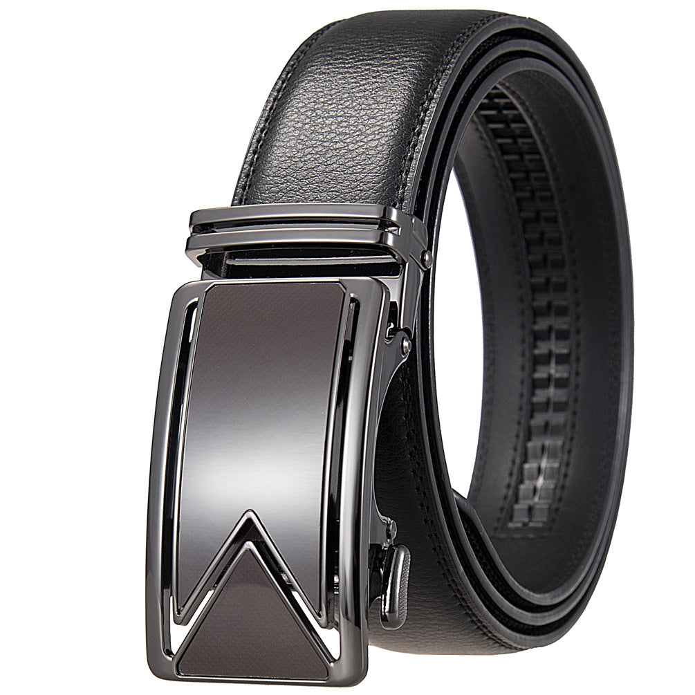 Ceinture pour homme Marais 20 en cuir noir avec boucle automatique rectangulaire argentée et détails texturés