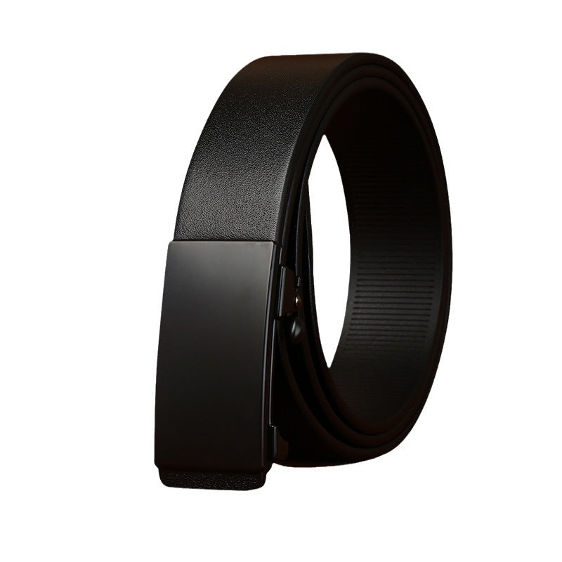 Ceinture homme Marivaux en cuir de vachette noir avec boucle automatique rectangulaire moderne