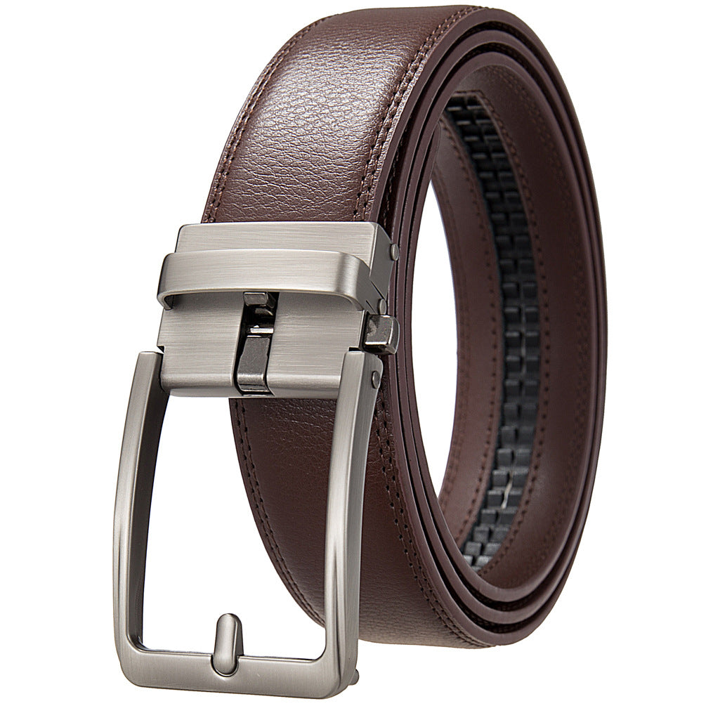 Ceinture homme Max Lux 20 en cuir marron avec boucle automatique argentée