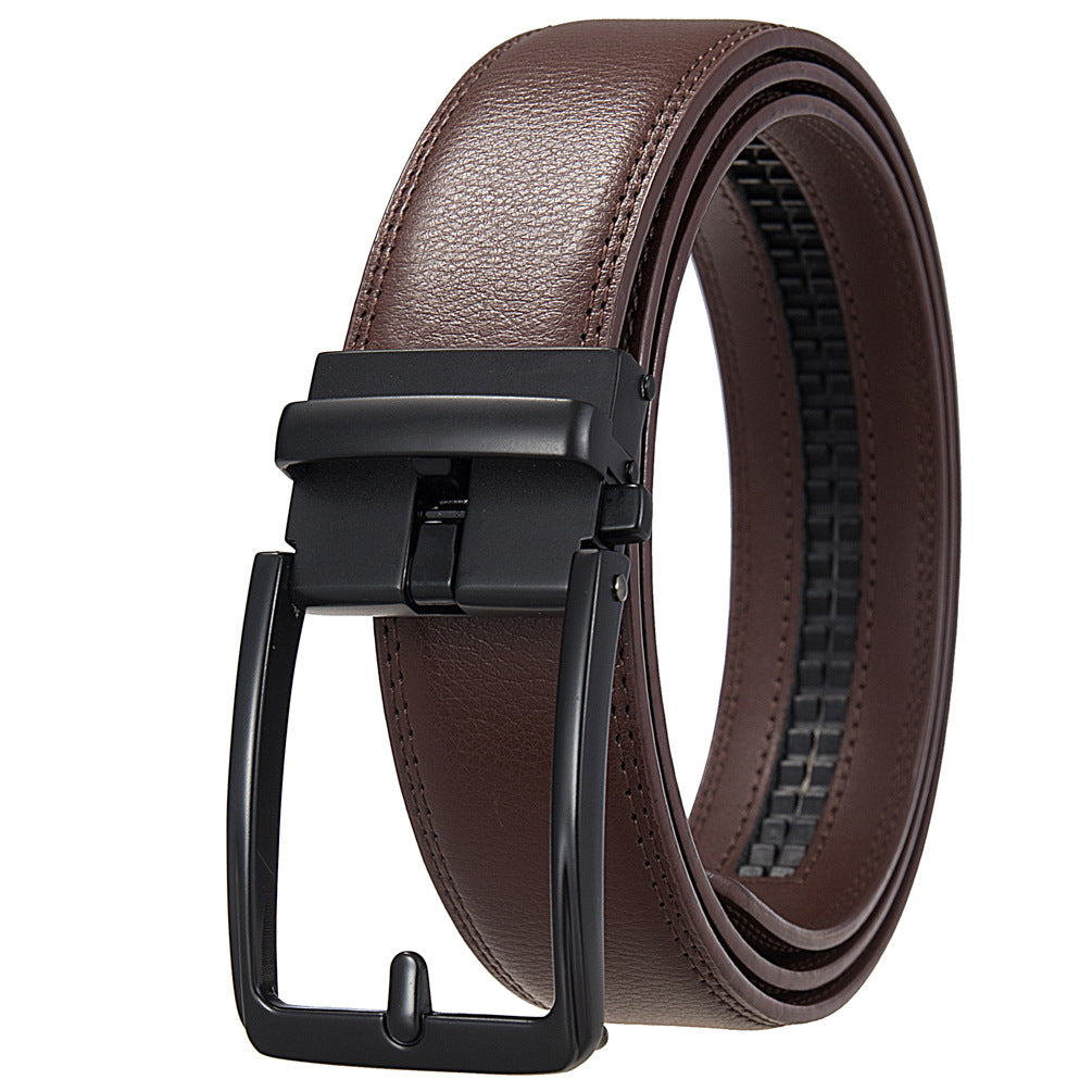 Ceinture homme Max Lux 20 en cuir marron avec boucle rectangulaire noire automatique