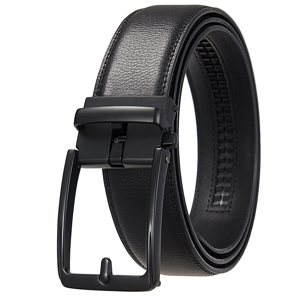 Ceinture homme Max Lux 20 noire en cuir refendu avec boucle automatique rectangulaire en métal noir