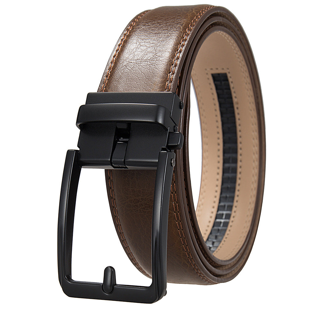 Ceinture homme Max Lux 60 en cuir marron avec boucle automatique noire rectangulaire