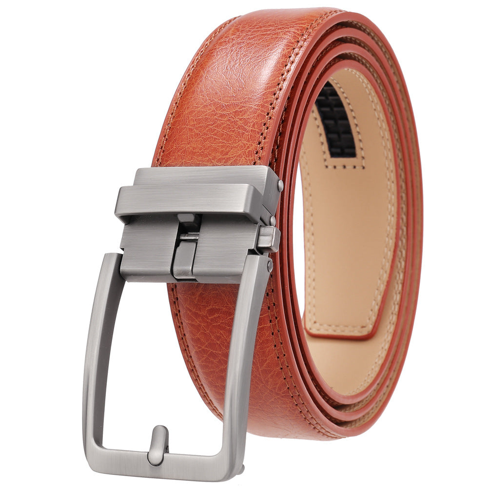 Ceinture homme Max Lux 60 en cuir marron clair avec boucle automatique argentée