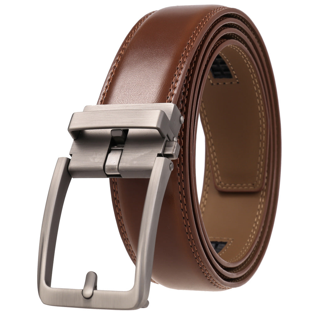 Ceinture homme Max Lux 95 en cuir marron avec boucle automatique en métal argenté