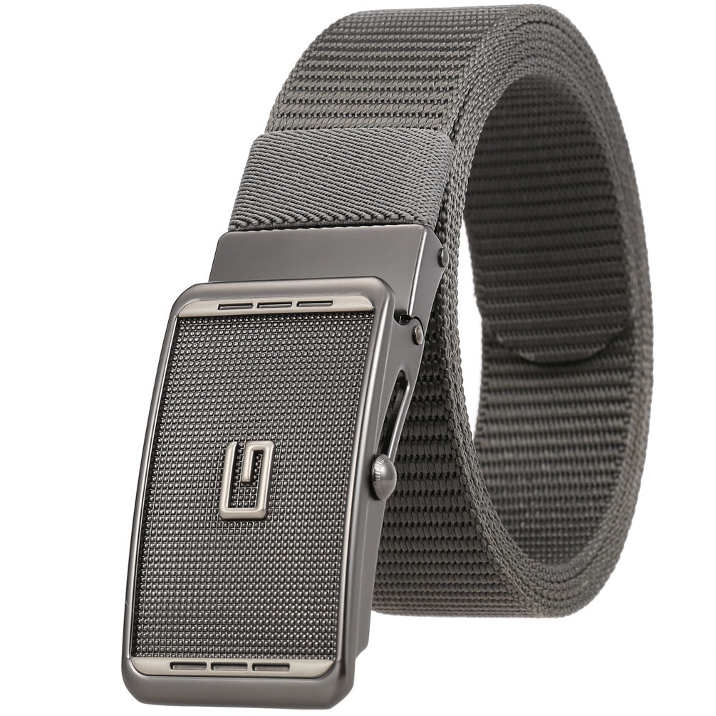 Ceinture homme Monet gris clair avec boucle automatique en alliage texturé et logo "U" stylisé"