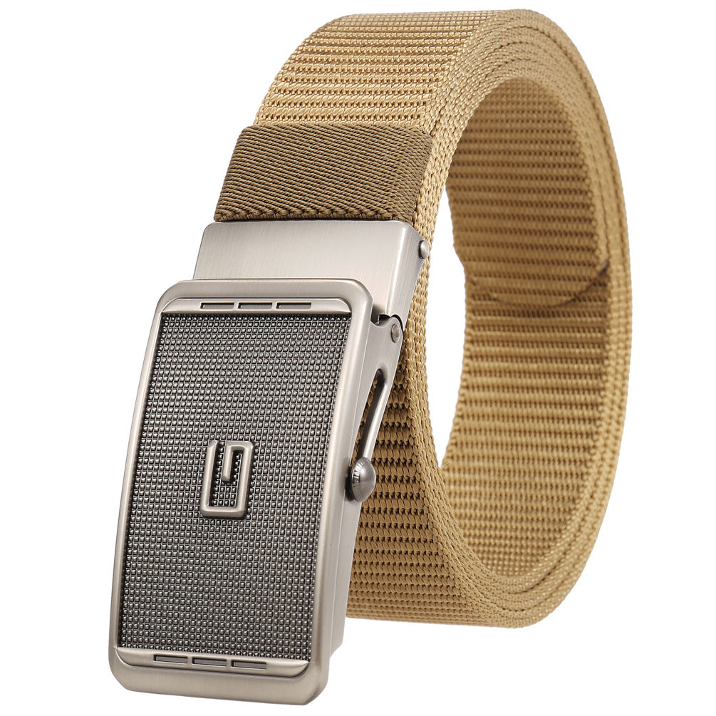 Ceinture homme Monet beige avec boucle automatique argent finition grillagée