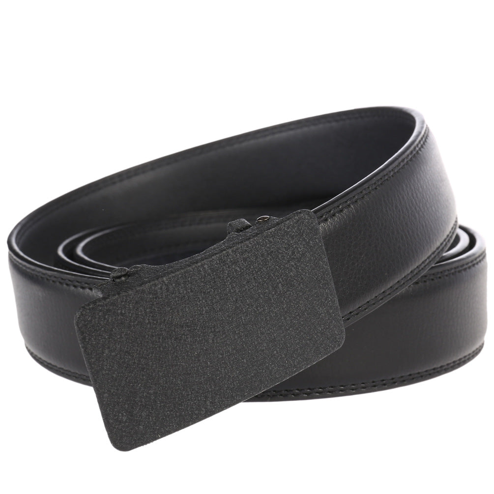 Ceinture homme Moscou 20 en cuir noir avec boucle rectangulaire automatique argentée.