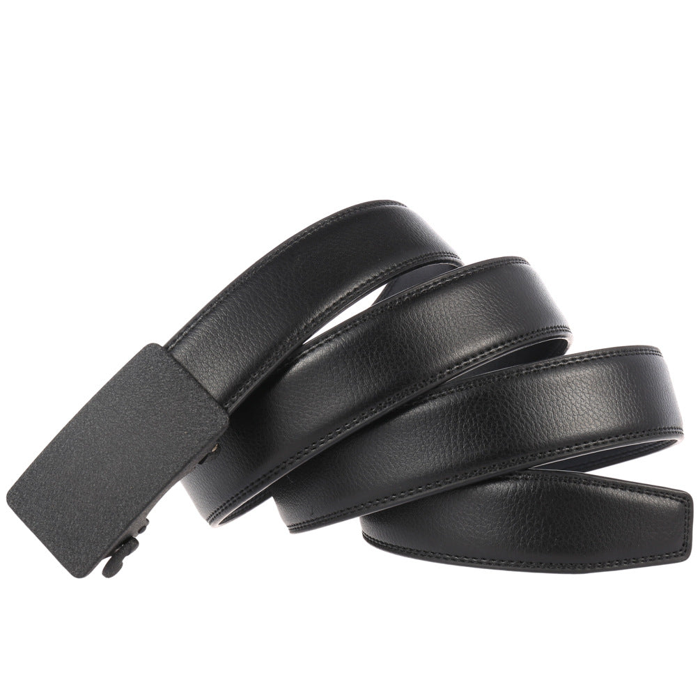 Ceinture Moscou 20 homme en cuir de vachette noir avec boucle rectangulaire automatique argentée.
